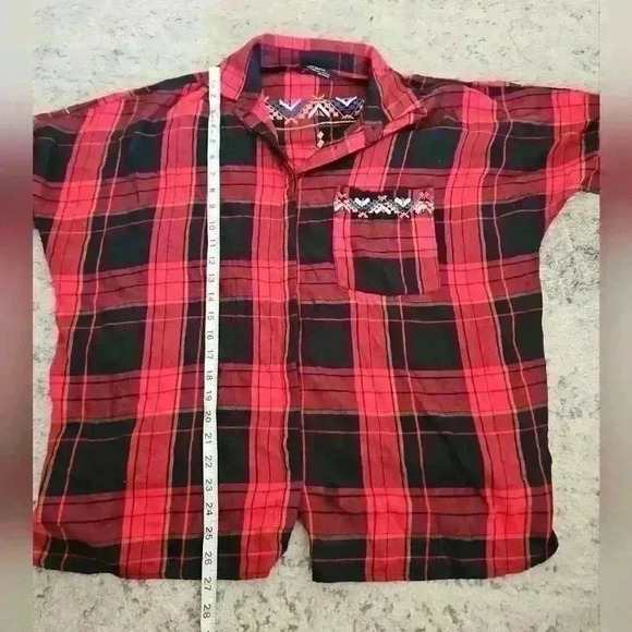 Zara Womens Red And Black Plaid Embroidered And Embellished Long Sleeve Top L - Picture 14 of 14